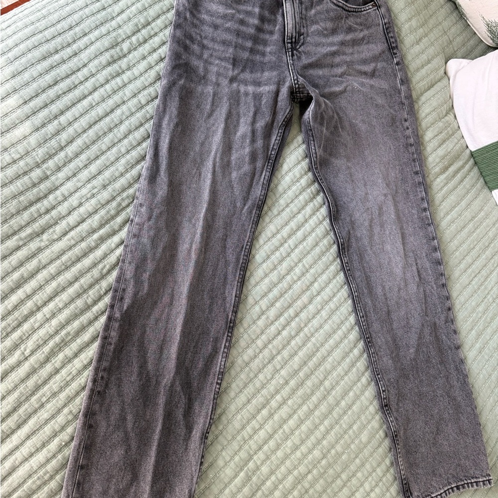 Pull&Bear Gray Flare Wide Leg Jeans Vintage Style